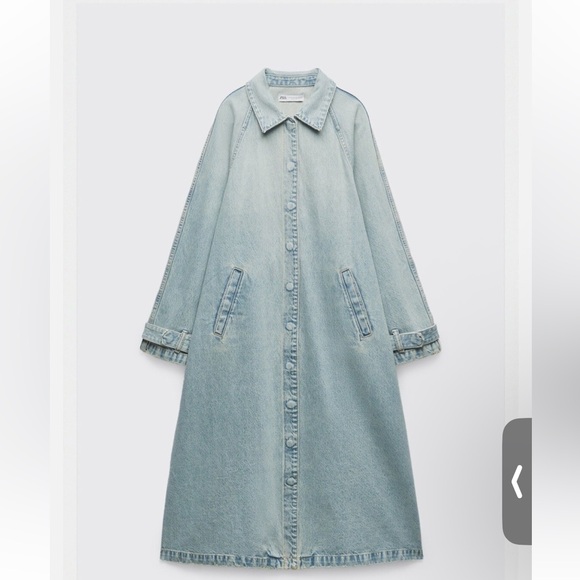 Zara Light Blue TRF Denim Trench Coat XL-XXL - Picture 3 of 6
